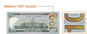 Número “100” dorado