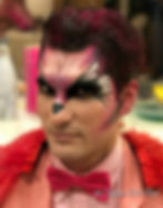 flamingo guy face painting by shawna del