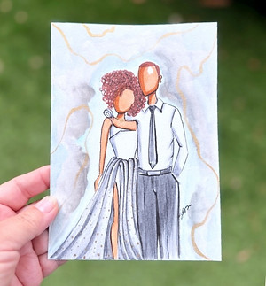 bride and groom fashion sketching