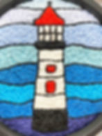 Thumbnail: Hand Embroidered Picture in Shadow Box Frame - Lighthouse