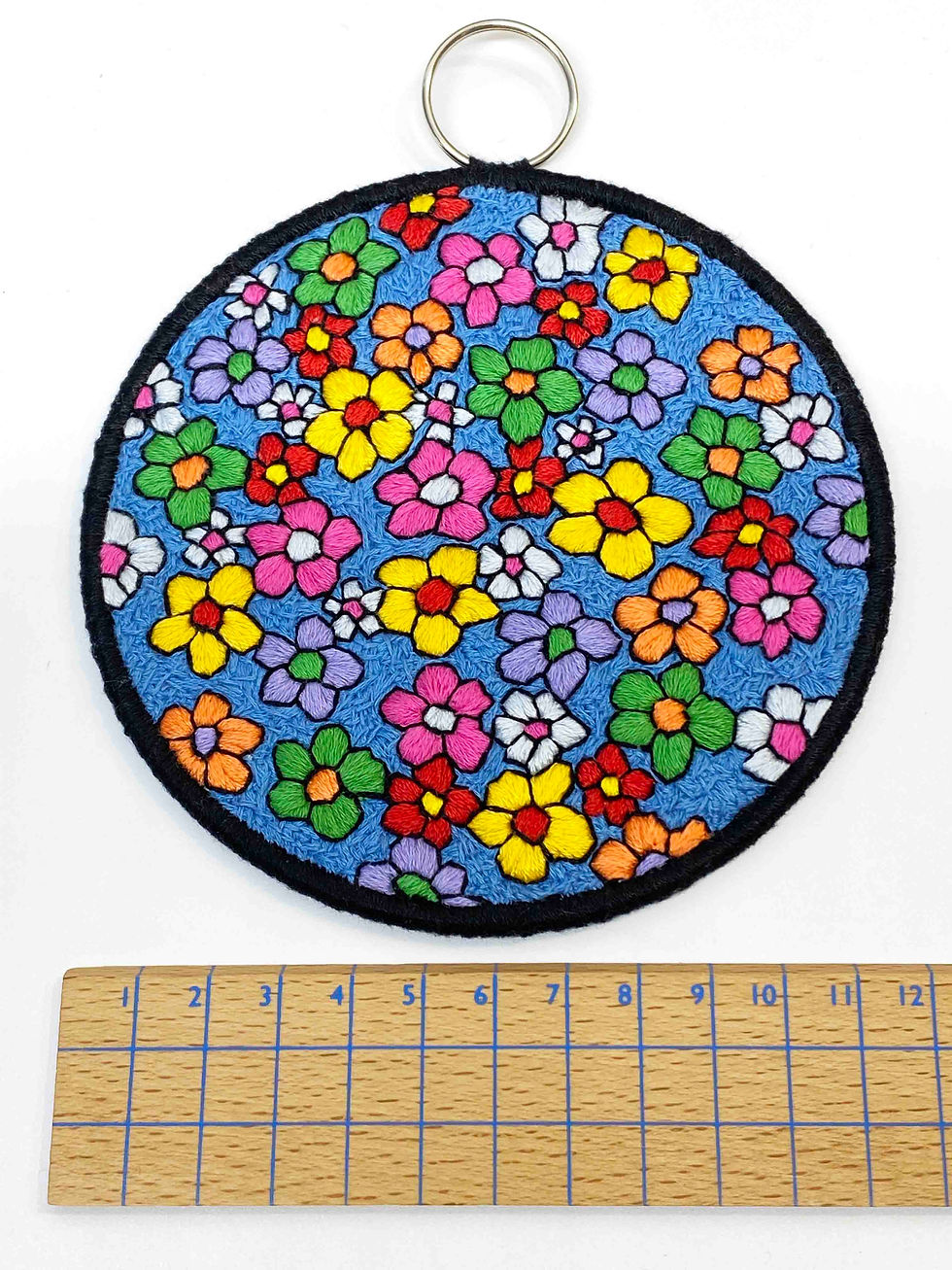 Thumbnail: Hand Embroidered Picture - Daisy on Blue (Physical Product)