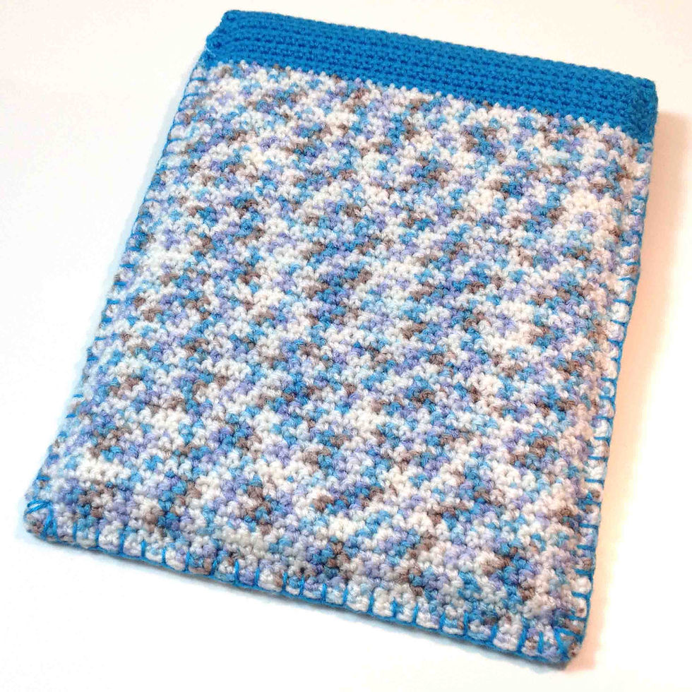 Thumbnail: Turquoise Hand Crocheted Reusable Gift Bag & Heart Keepsake Tag