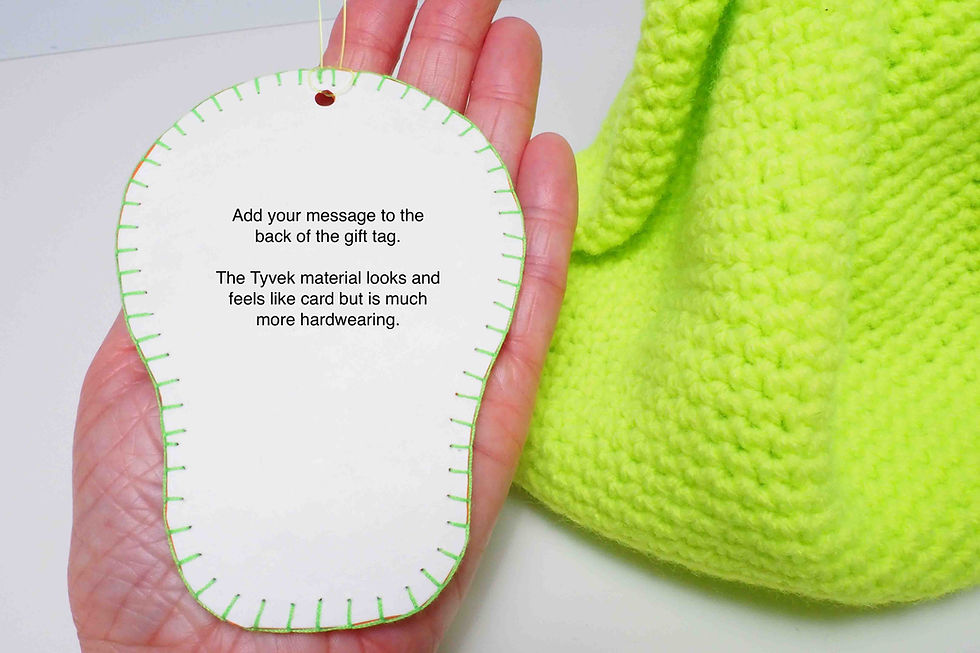 Thumbnail: Neon Hand Crocheted Reusable Gift Bag & Skull Tag