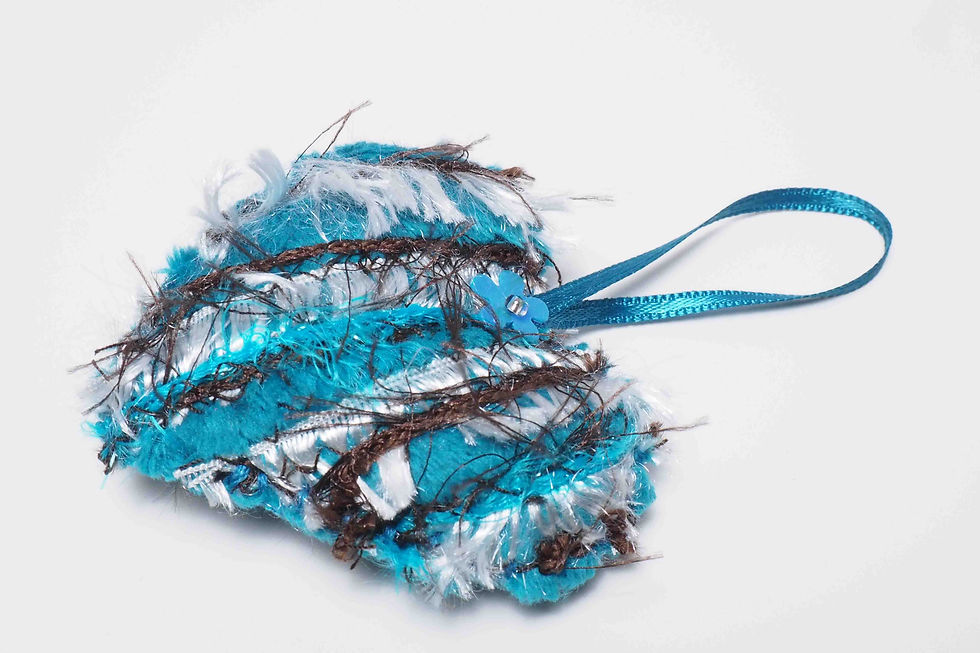 Thumbnail: Turquoise Hand Crocheted Reusable Gift Bag & Heart Keepsake Tag
