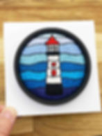 Thumbnail: Hand Embroidered Picture in Shadow Box Frame - Lighthouse