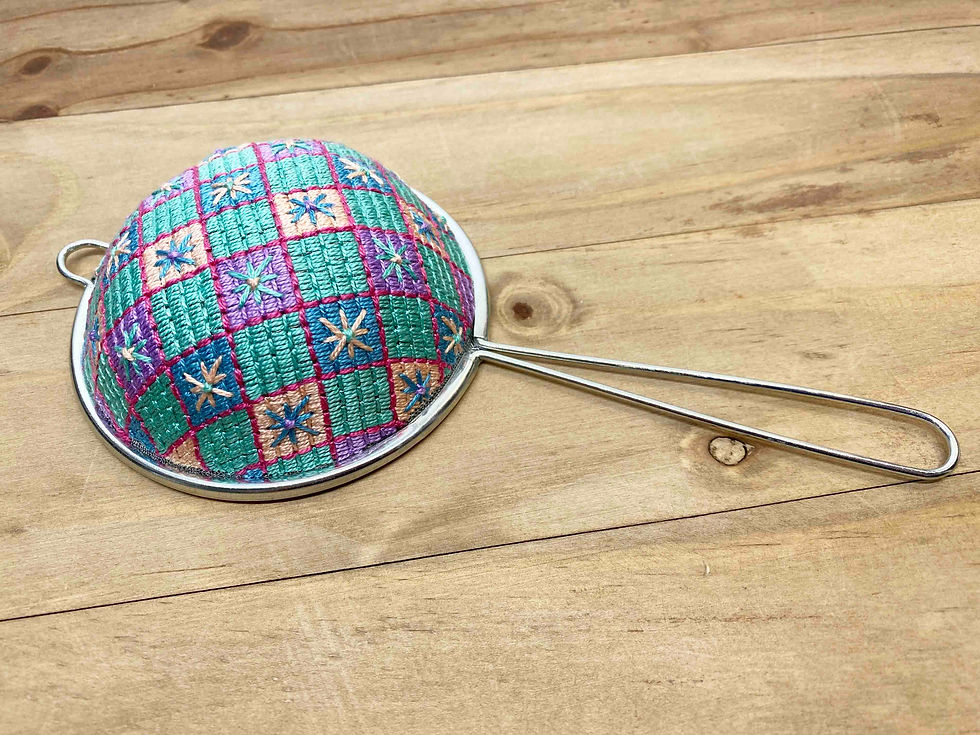 Thumbnail: Hand Embroidered Woven Stainless Steel Sieve - Dolly Mixture