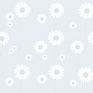 Outline of small daisy flowers in pale grey and white repeated over a pale blue backgroun