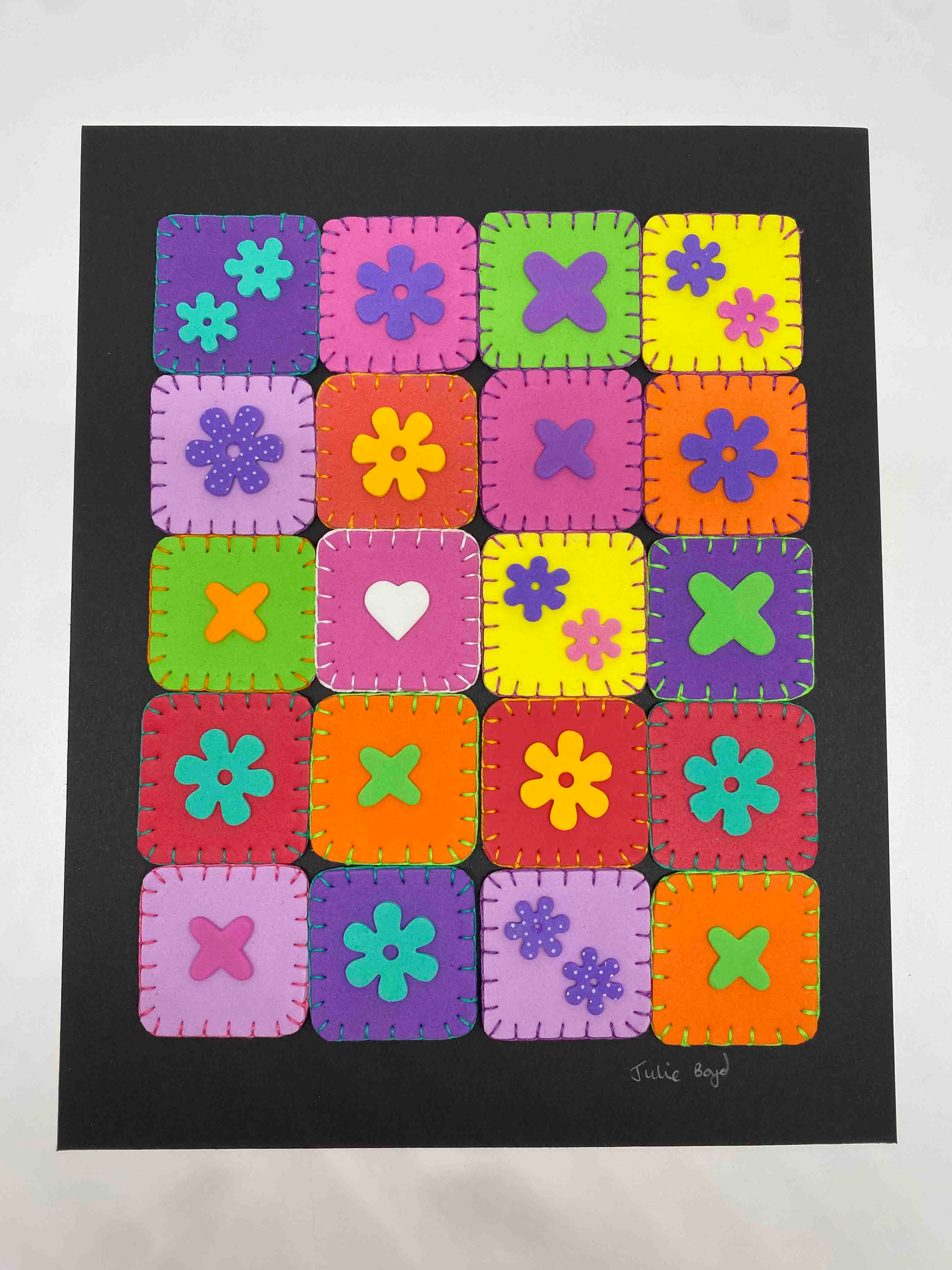 Hand Embroidered Picture - Pixels
