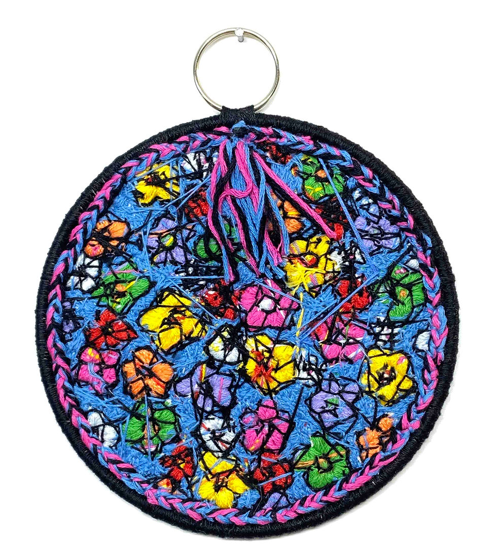 Thumbnail: Hand Embroidered Picture - Daisy on Blue (Physical Product)