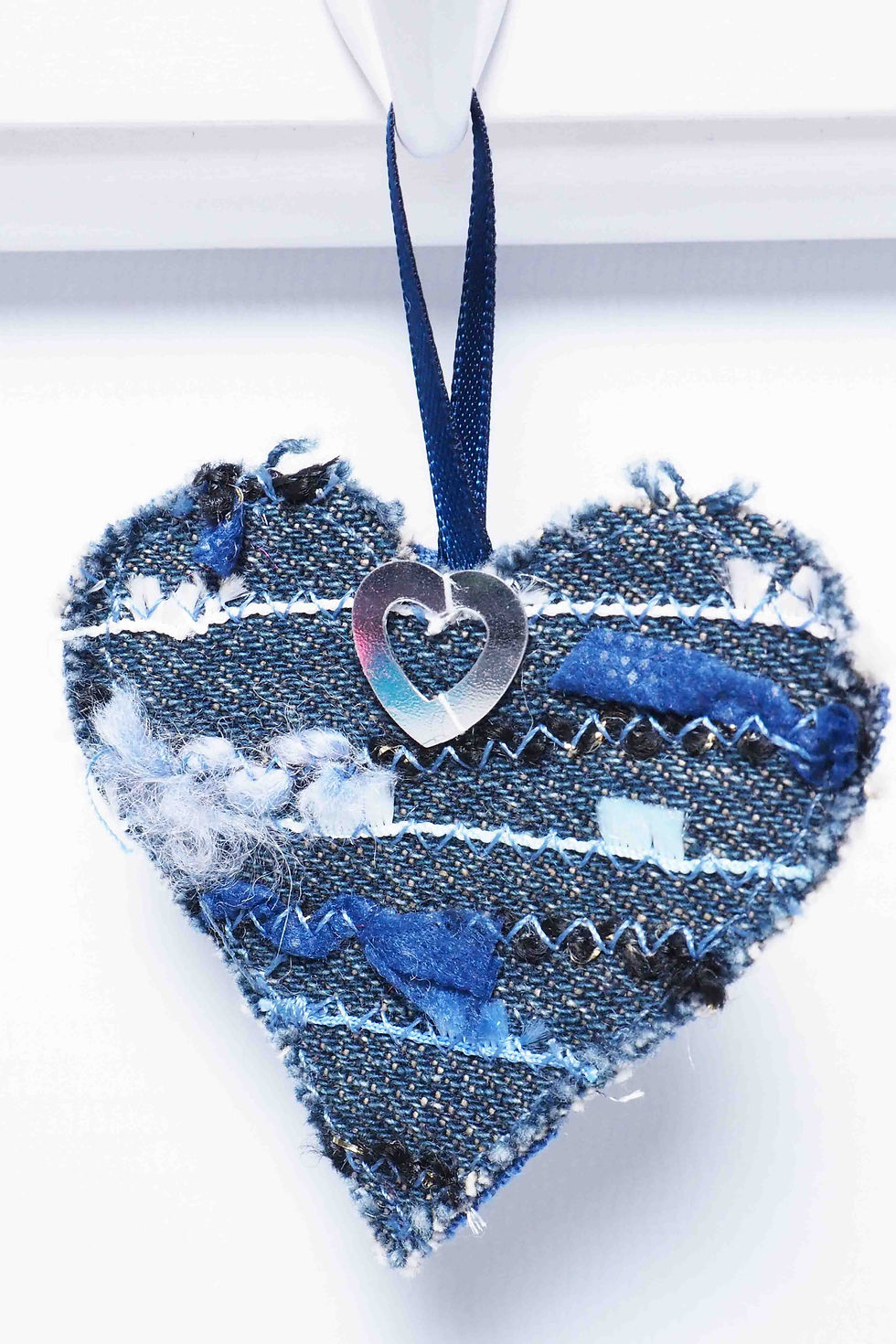 Thumbnail: Sparkly Hand Crocheted Reusable Gift Bag Heart Keepsake Tag