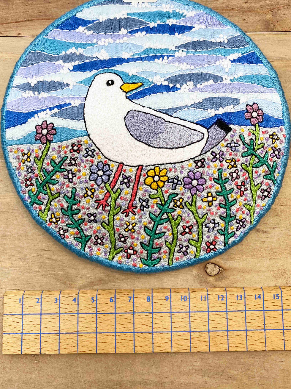 Thumbnail: Hand Embroidered Picture in Shadow Box Frame  - Seagull