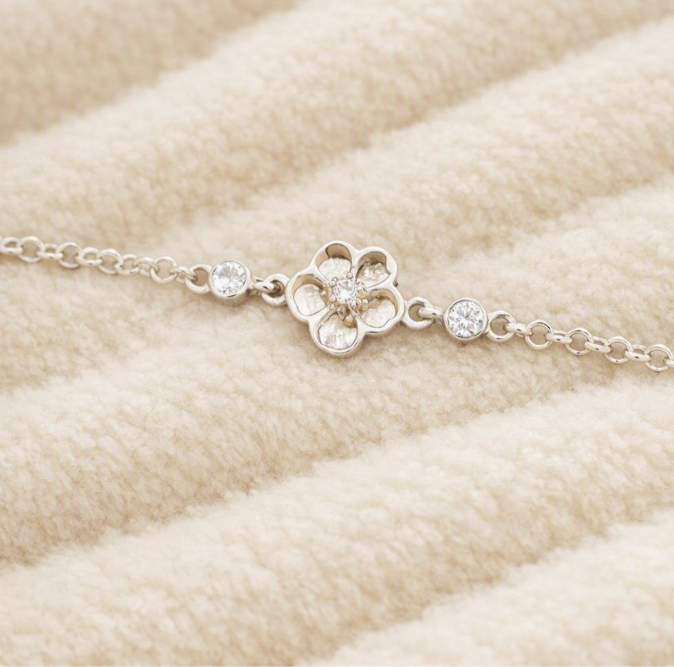 Thumbnail: Camille Silver Forget Me Not Memorial Bracelet