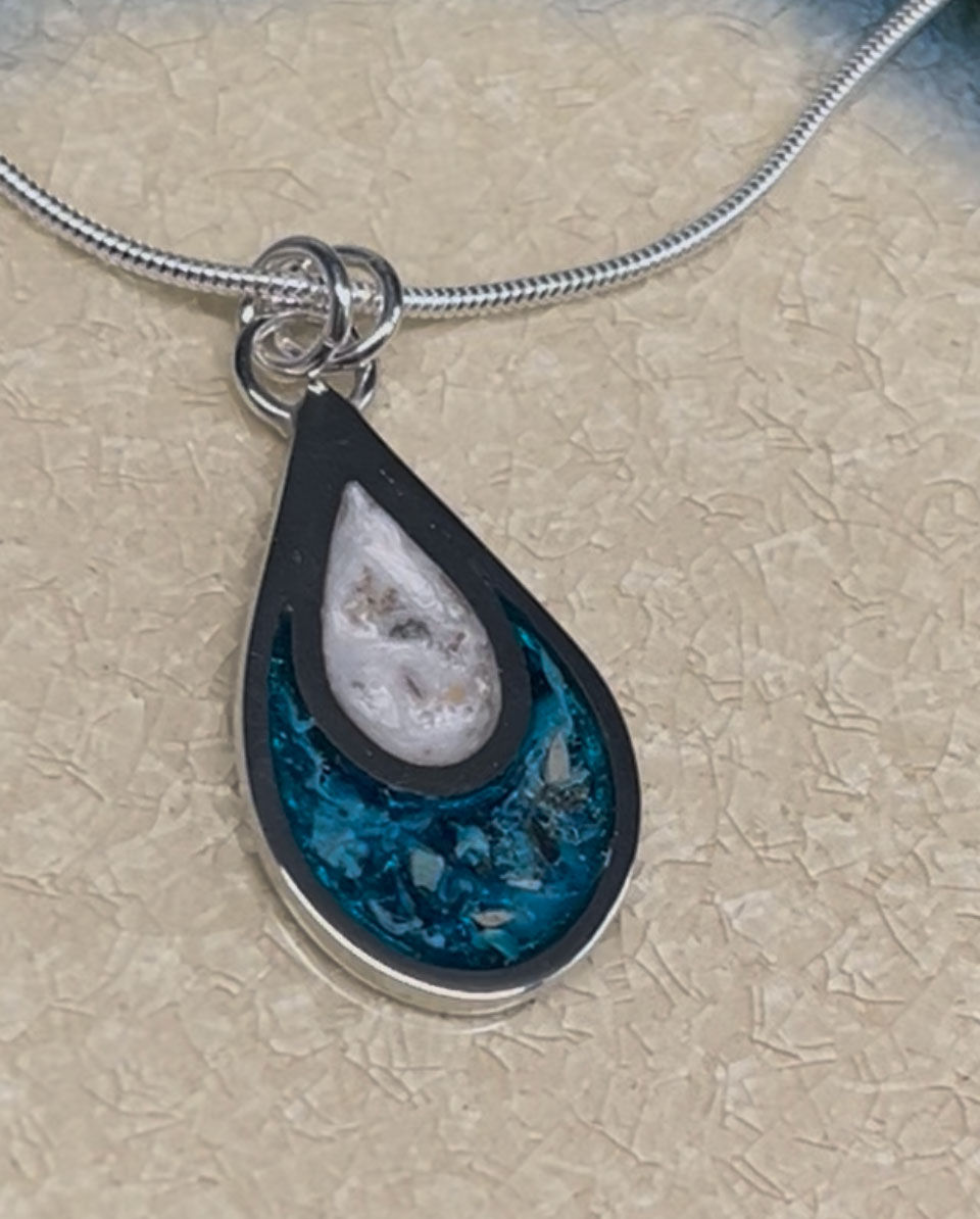 Thumbnail: Lacey Silver Memorial Ashes Necklace - front view