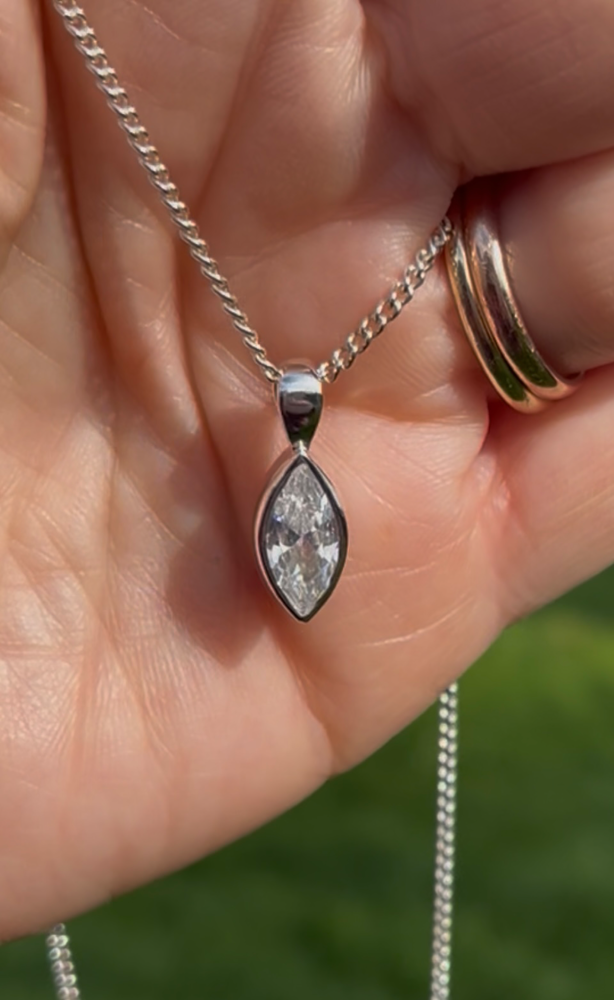 India silver secretly set ashes memorial necklace - front view