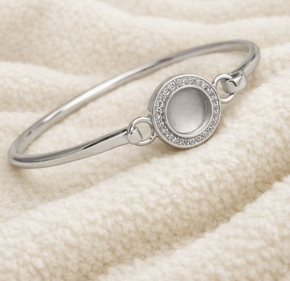 Asher silver Round Halo Memorial Bangle