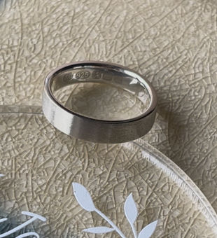 Jack sterling silver handmade wedding band with engraving front view