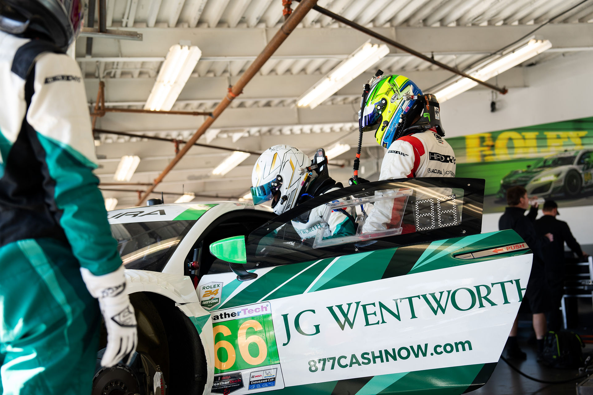 Race Car Driver Getting In Car