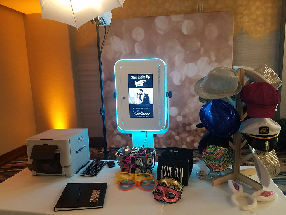 Open Air Photo-booth with Champagne Sparkle backdrop at the Statler Hotel, Ithaca, NY