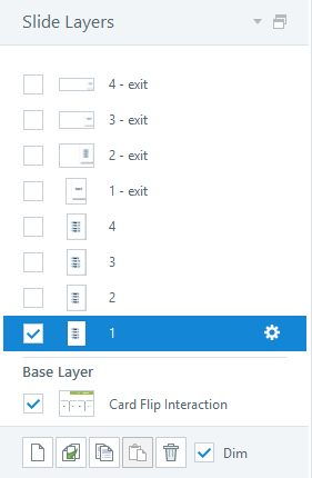 card flip interaction layers
