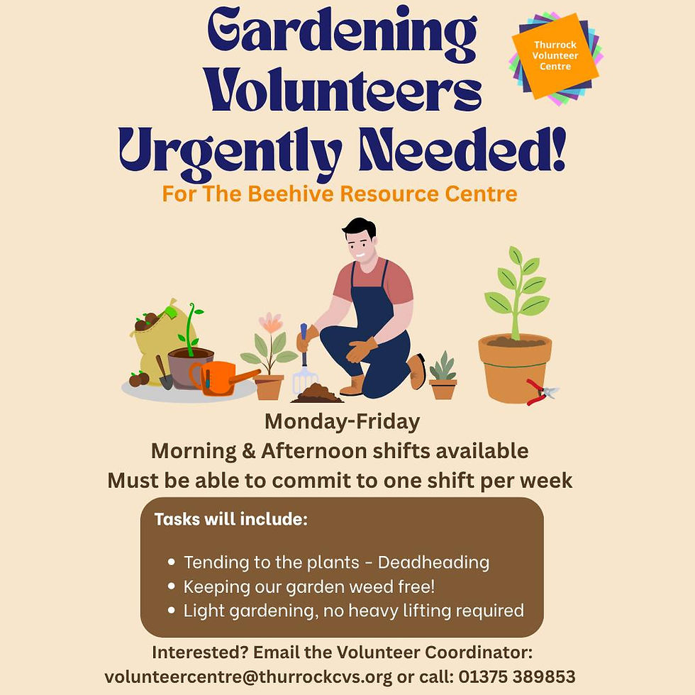 Gardening Volunteers Urgently Needed! Beehive Resource Centre needs volunteers; Monday-Friday