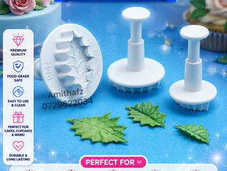 Veined Rose Leaf Plunger Cutter Set | රෝස් කොළ ප්ලන්ජර් කටර් | ரோஜா இலை பிளஞ்சர் கட்டர் செட்🌹 Sri Lanka Cake Cupcake Sugar Flowers Need Realistic Leaves.**Professional cake decorators know that