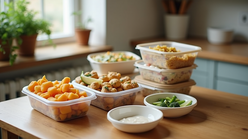 High angle view of reusable food containers arranged on a table