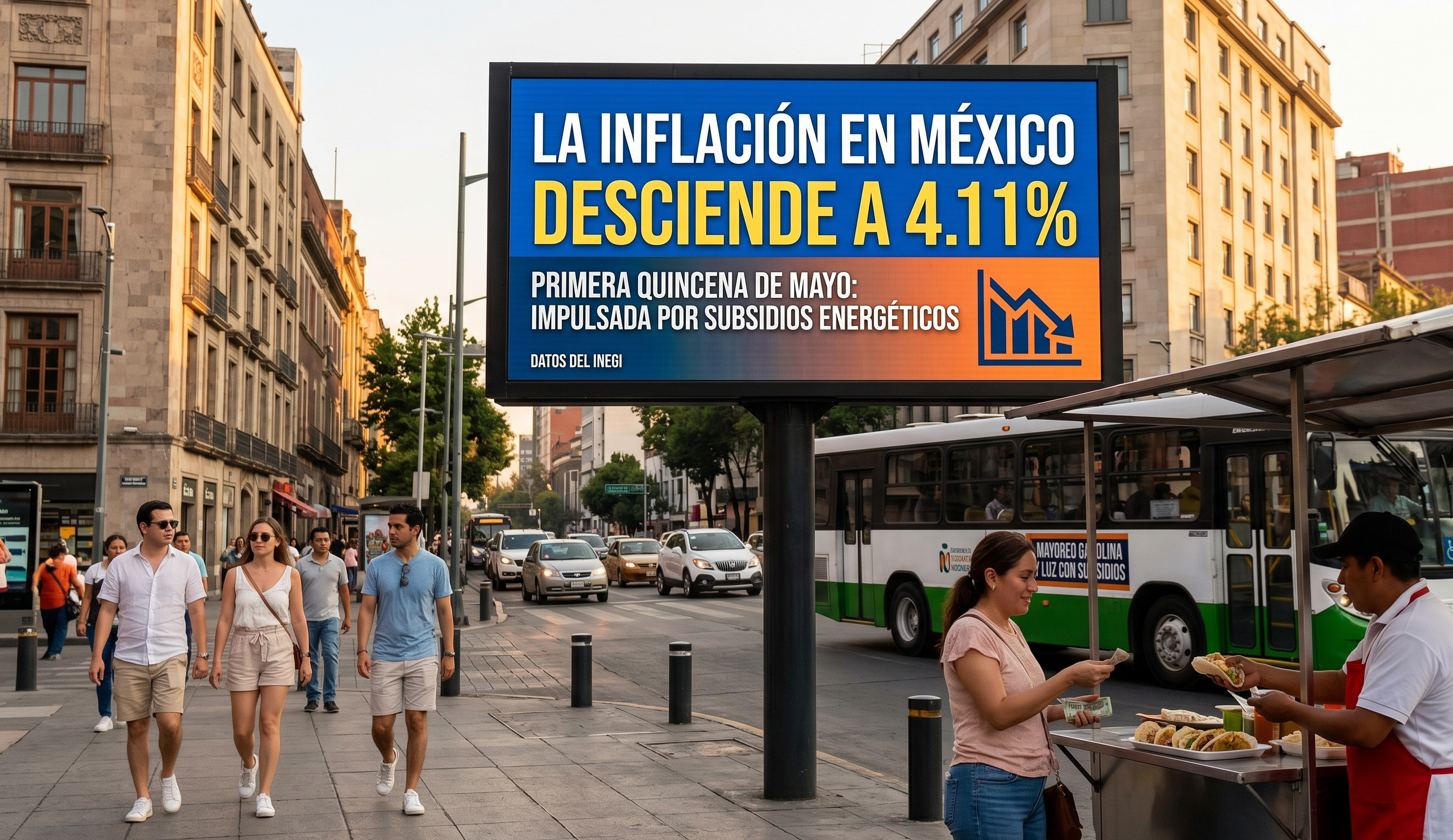 Inflación en México desciende a 4.11% en la primera quincena de mayo impulsada por subsidios energéticos