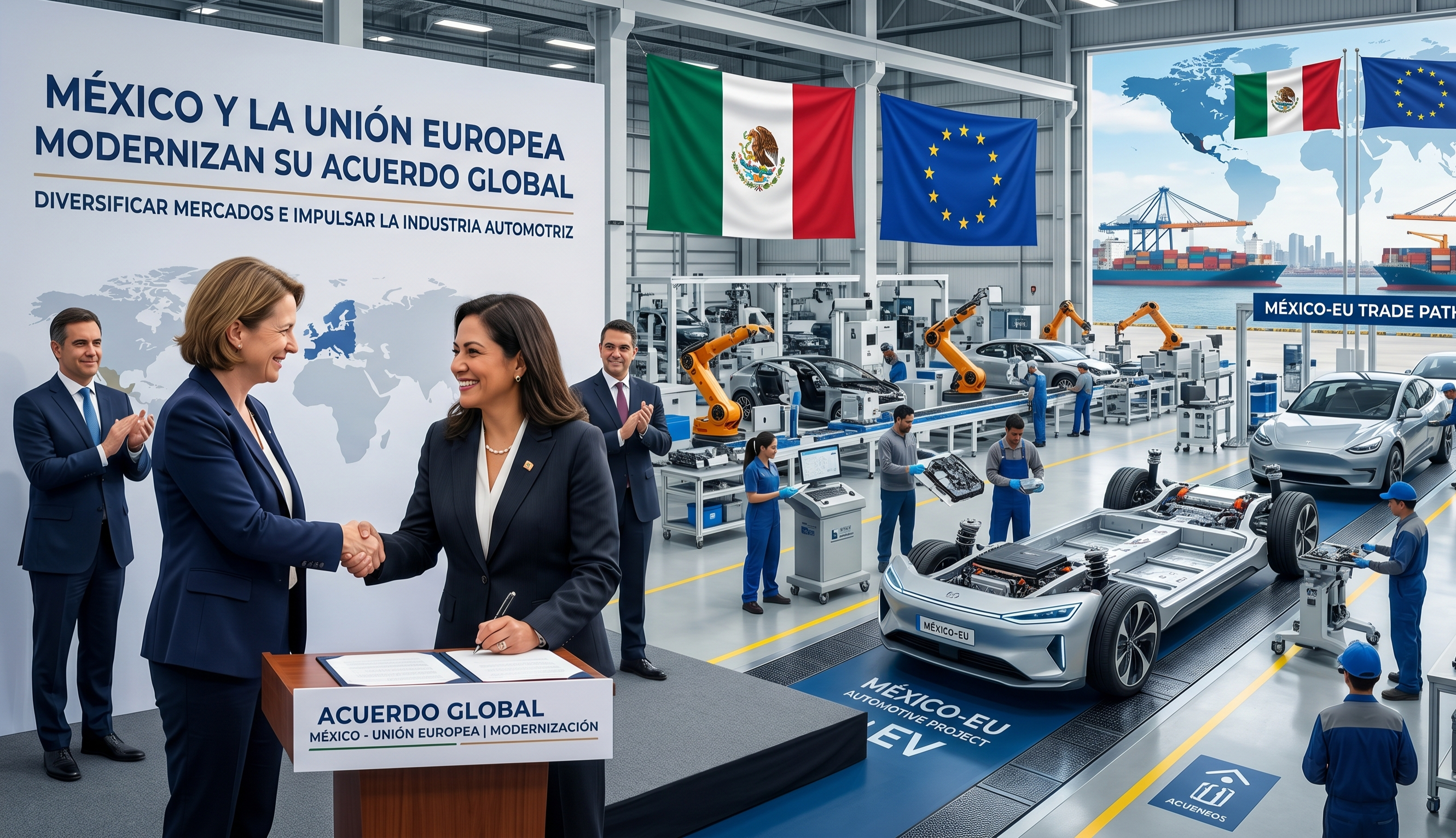 México y la Unión Europea modernizan su Acuerdo Global para diversificar mercados e impulsar la industria automotriz