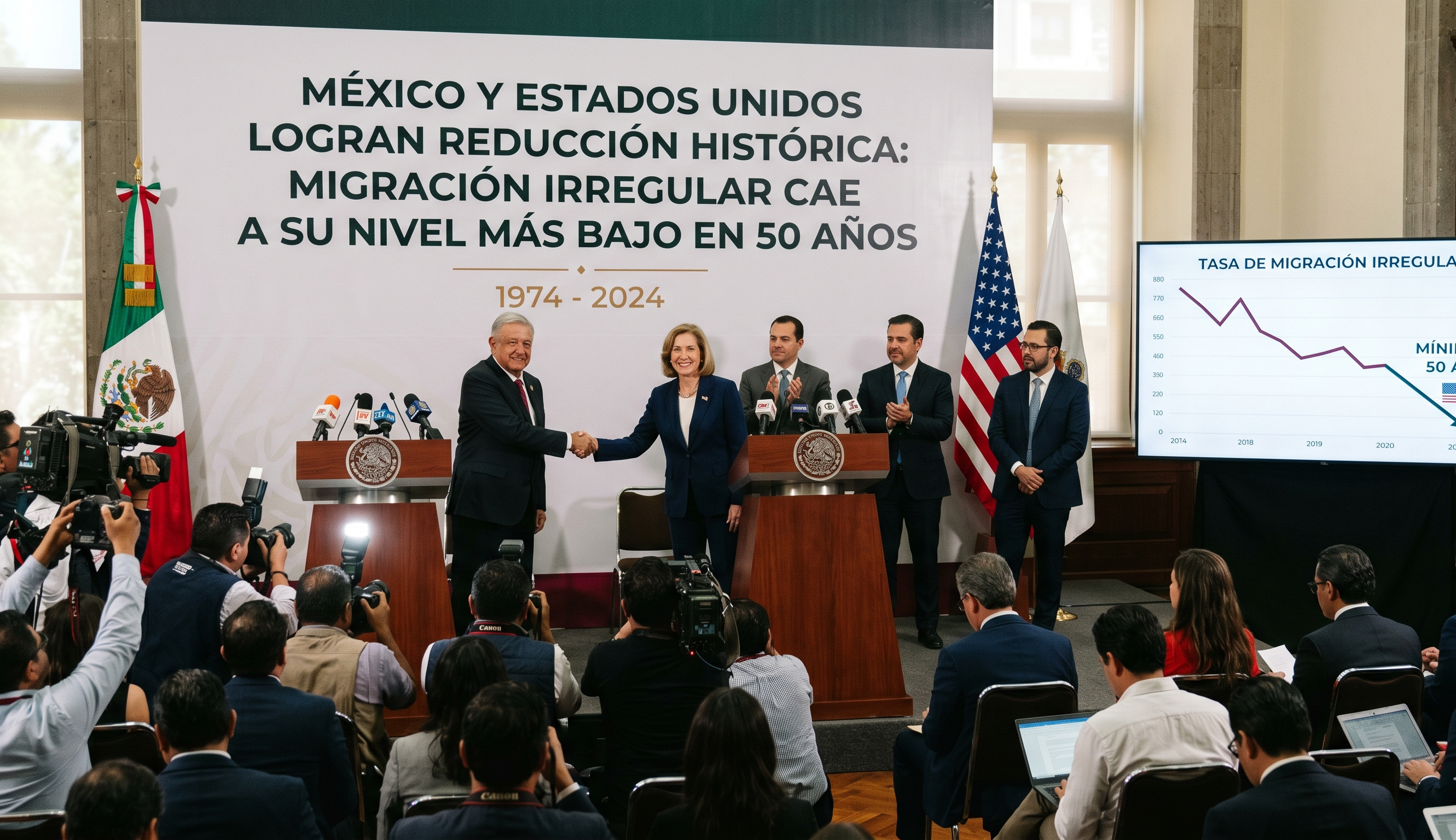 México y Estados Unidos logran reducción histórica: migración irregular cae a su nivel más bajo en 50 años