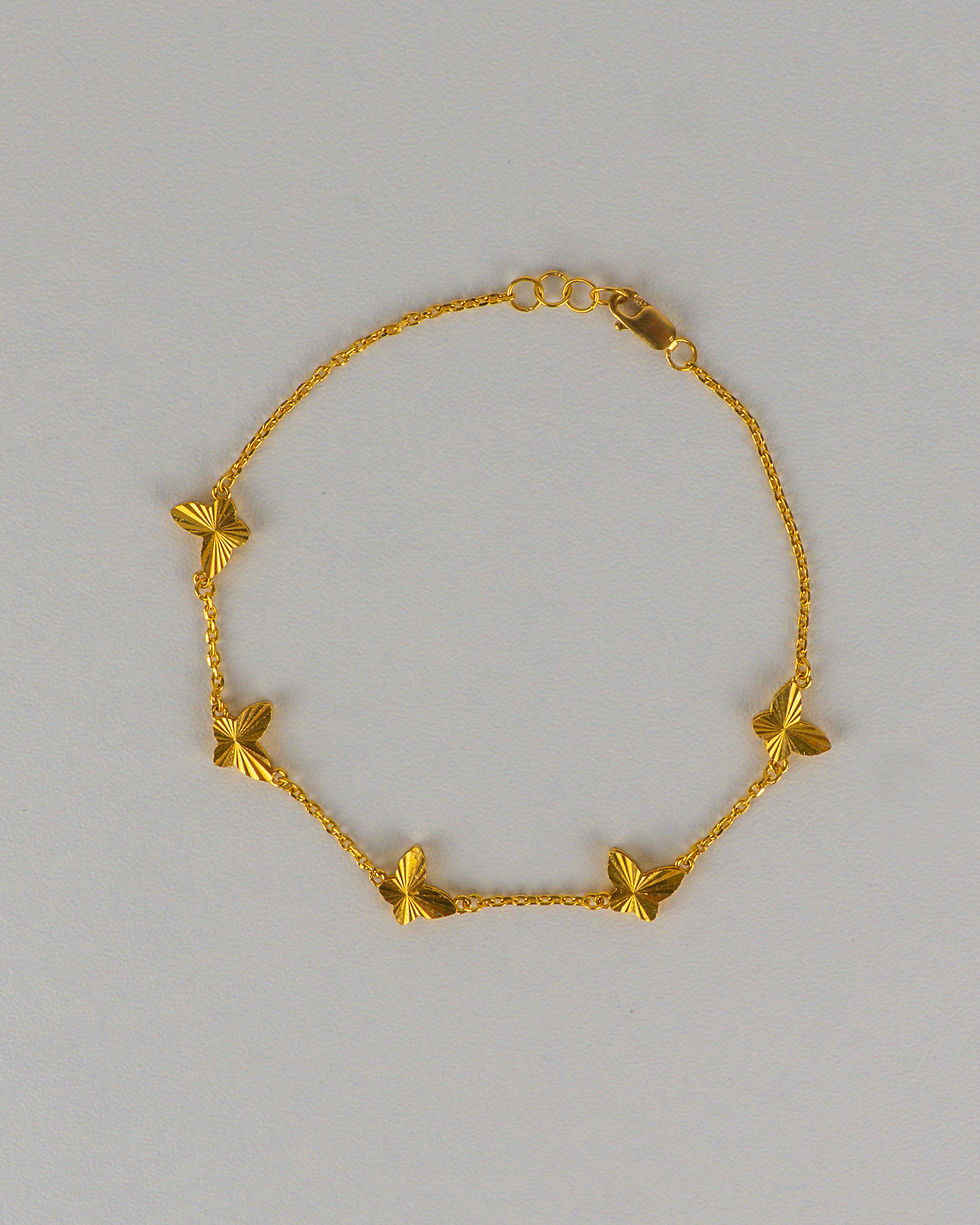Miniaturbild: Schmetterling Schmuck Set aus 22 Karat Gold (916) – Halskette & Armband