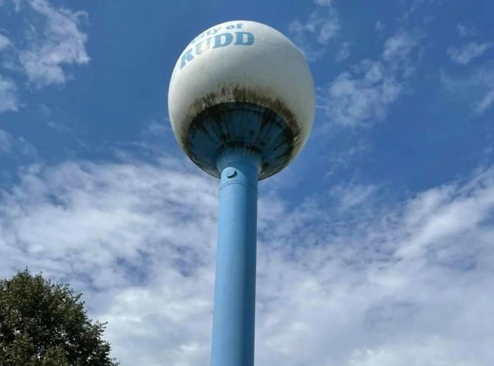 Rudd Water Tower - photo credit Wandermore in Iowa