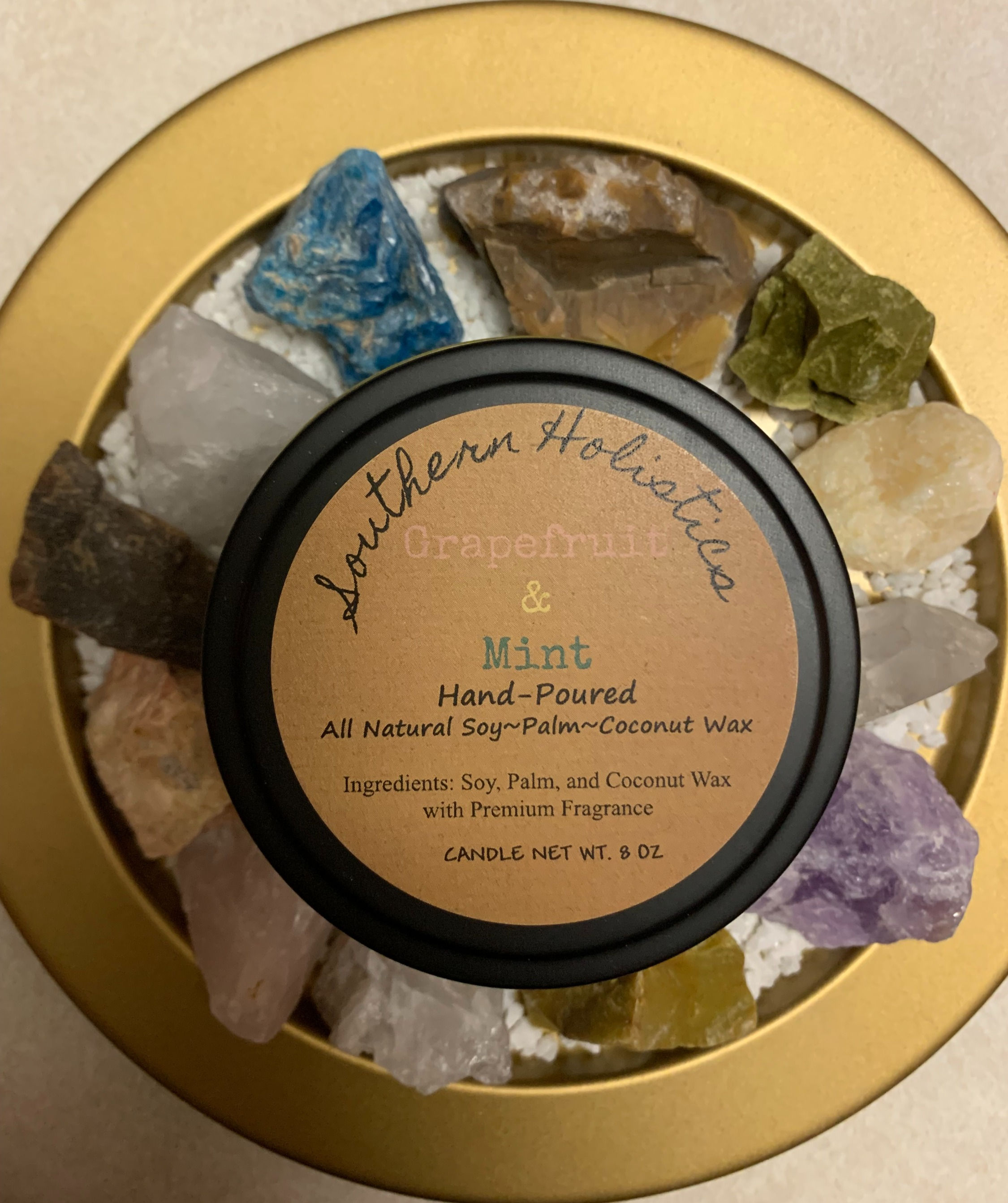 Grapefruit & Mint - 8oz Tin-All-Natural Soy/Palm/Coconut Wax Candle