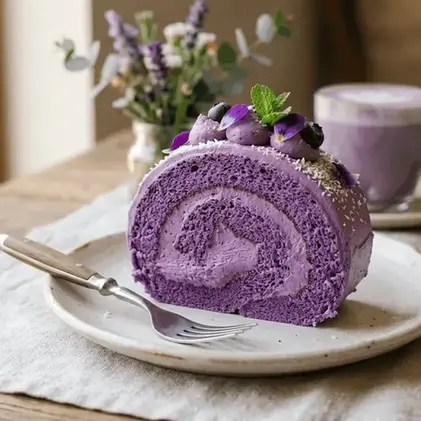 Ube roll cake - Fluffiest Purple Swiss Roll with a pillowy chiffon sponge and silky Ube whipped cream filling