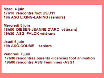 Programme de la semaine du foot