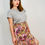 Thumbnail: Vintage printed skirt with cuts on the sides