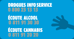 ombre de main sur fond bleu avec numéros de drogues info service
