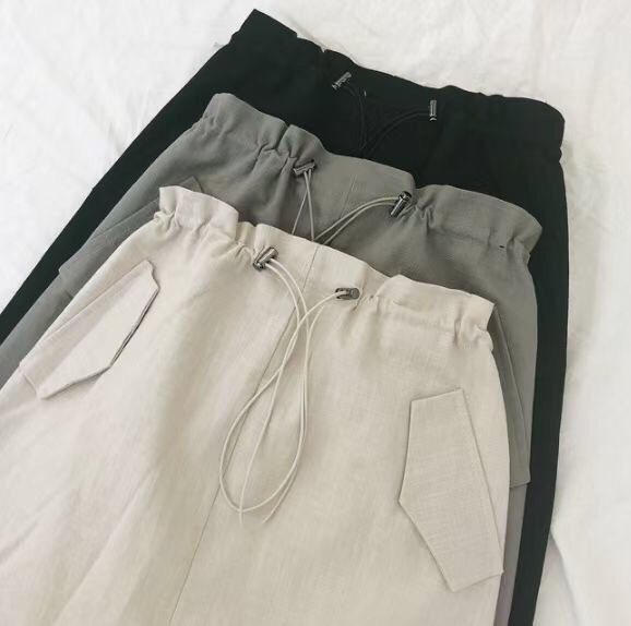 Thumbnail: 索帶淨色短裙