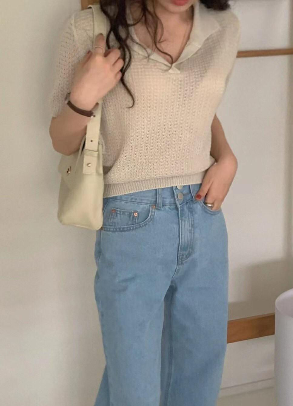 Thumbnail: 翻領針織短袖