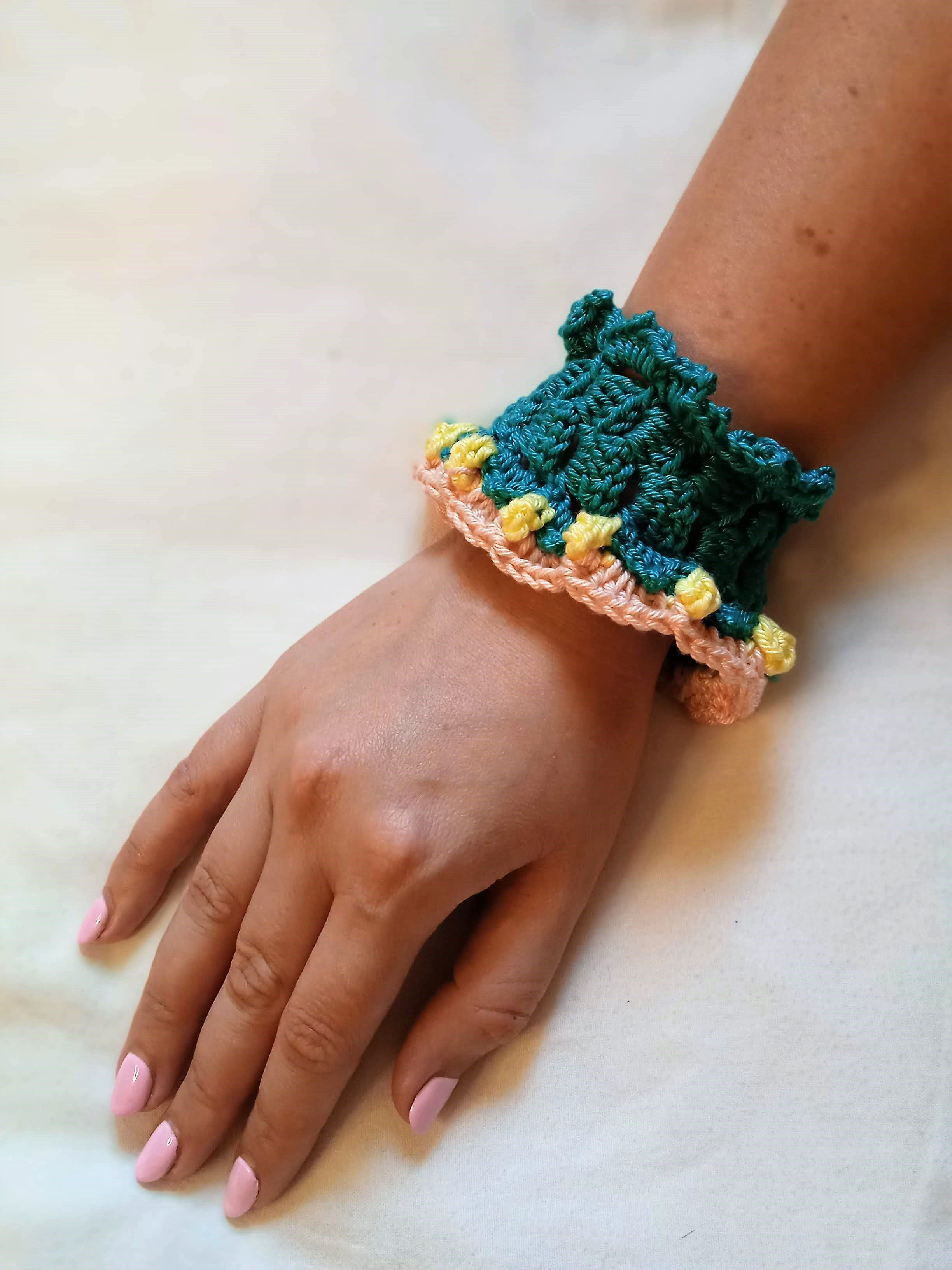 צמיד כותנה ירוק,צהוב, כתום