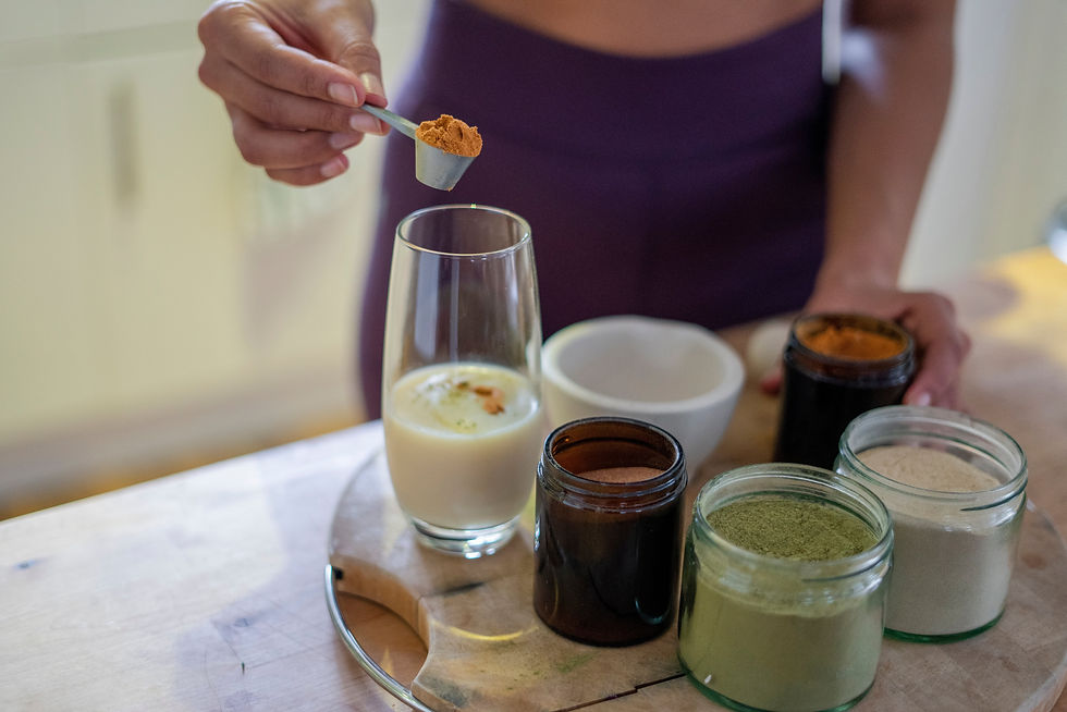 woman making drink with Ashwagandha powder