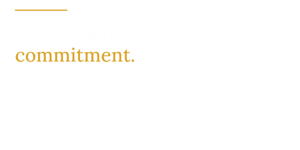 Commercial Clarity Session from The Dobbie Group. Clarity before commitment. A complimentary 60-minute conversation to explore commercial challenges, assumptions, and opportunities before making important decisions.
