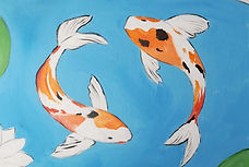 Koi fish acrylic painting by Arruniya Mohendran