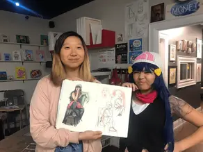 Elina's life drawing next to model