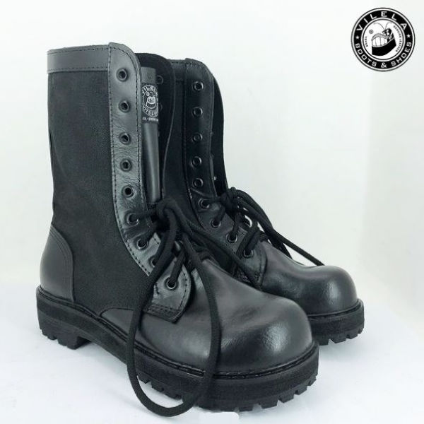 Miniatura: Coturno Couro e Lona Cano 25cm de Altura Preto VCT085