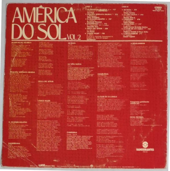 Miniatura: Vinil Lp América Do Sol Vol 2 Nacional 1979