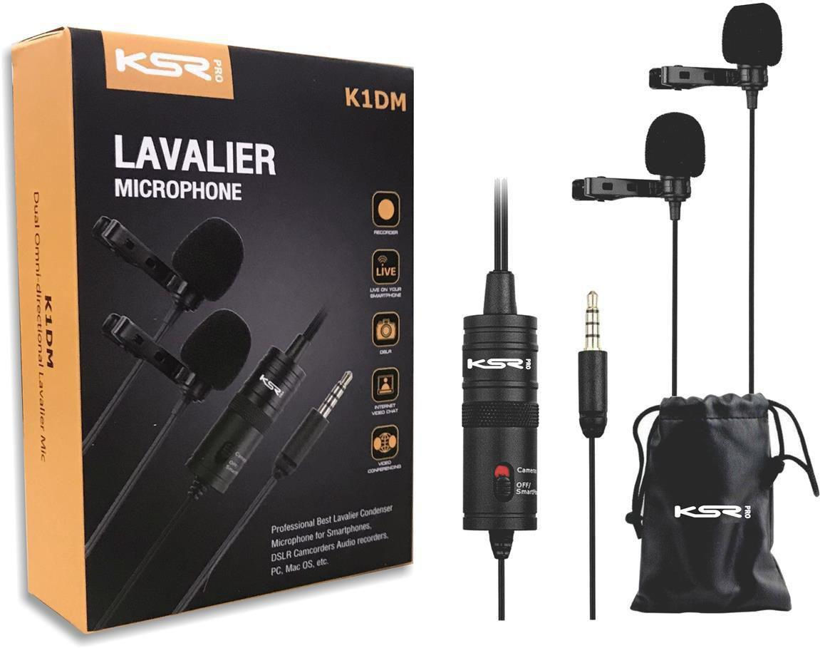 Microfone Lapela Condensador KSR Pro Lavalier Duplo K1DM