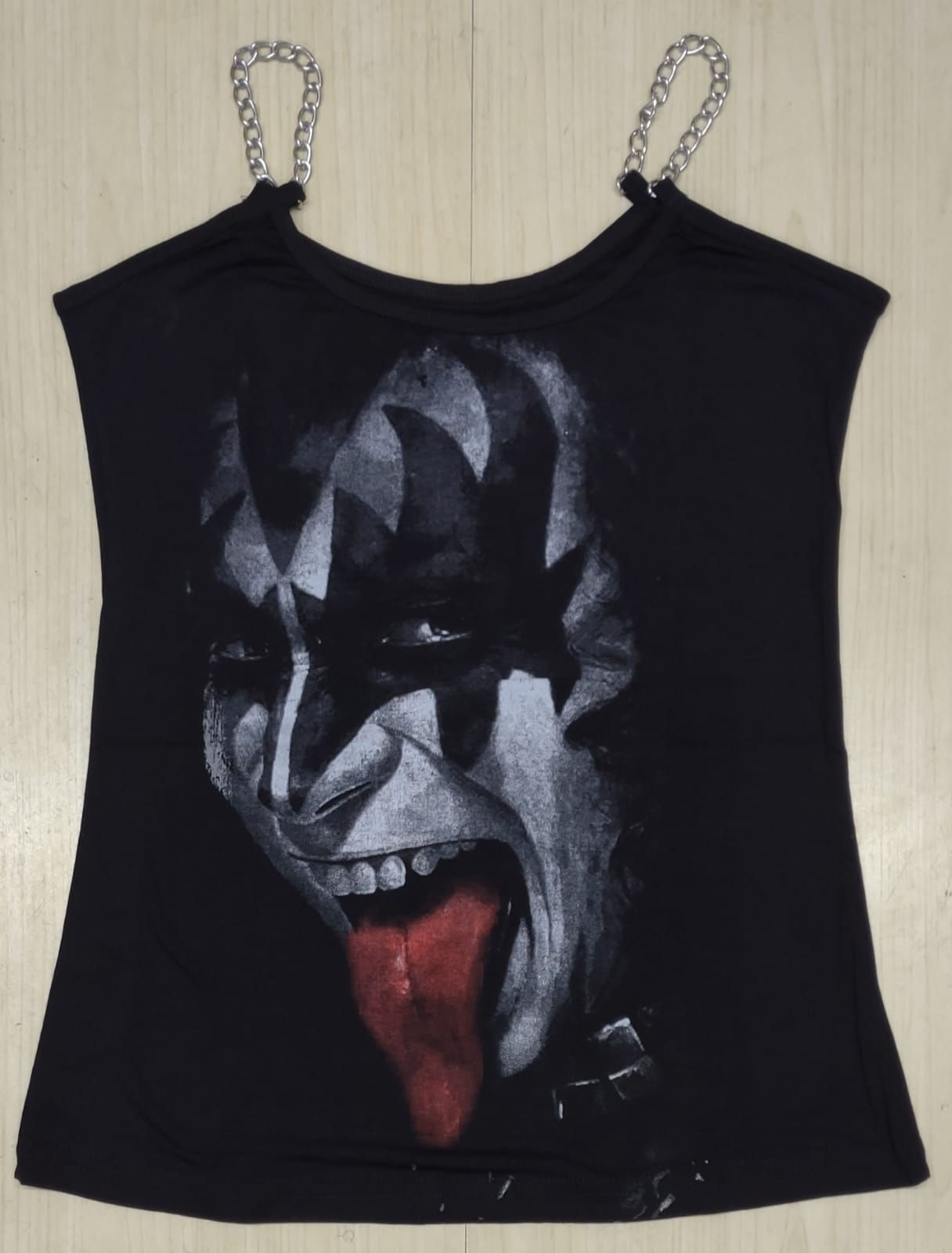 Camiseta Feminina Regata Kiss Gene Simons Preto JRKS2