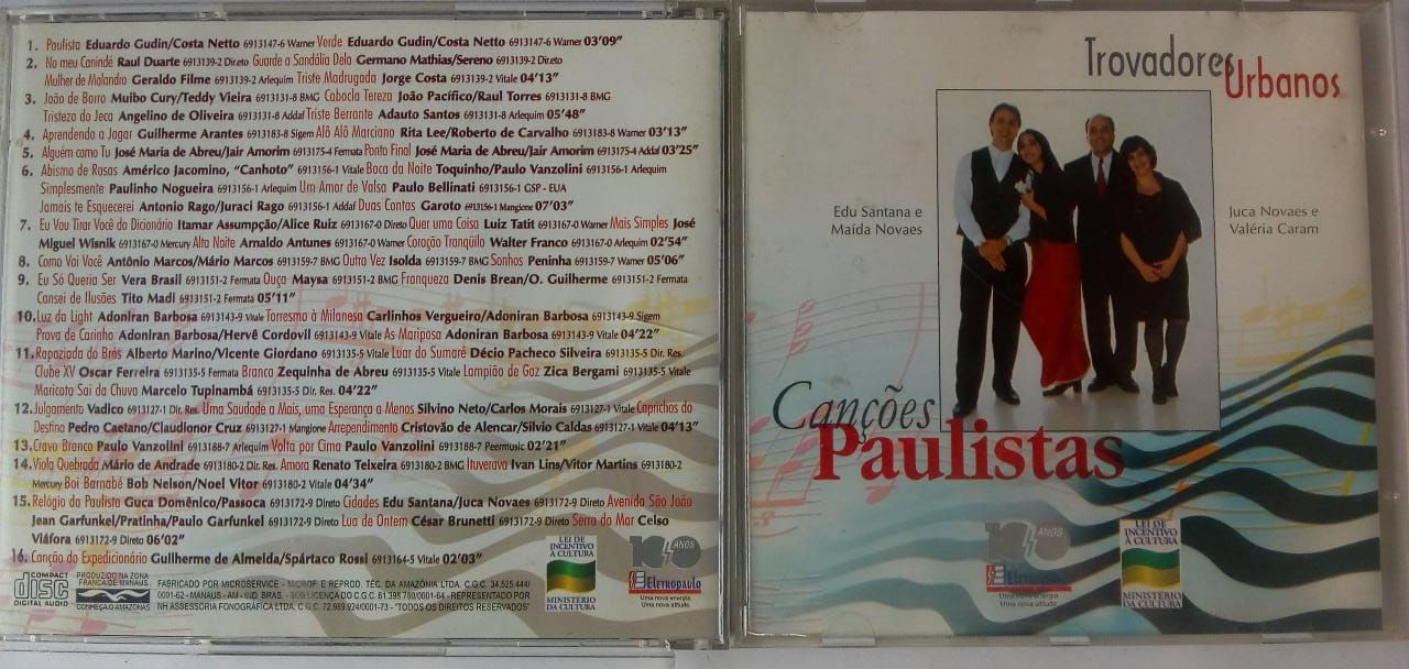 Cd Usado Trovadores Urbanos Canções Paulistas CDU5036
