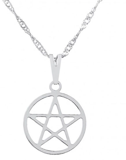 Colar Gargantilha Pentagrama Prateado 15 mm RE5765