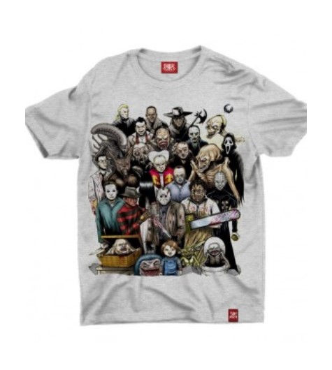 Camiseta Personagens Horror Mescla Claro Chemical C2171